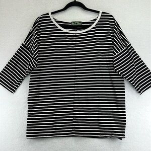 Lauren Ralph Lauren Active Size 2X* Black & White Striped T-Shirt 1/2 Sleeve